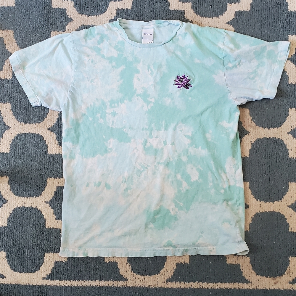 RIPNDIP tucked in tee. Teal (bleach dyed by seller). LARGE. Preloved.